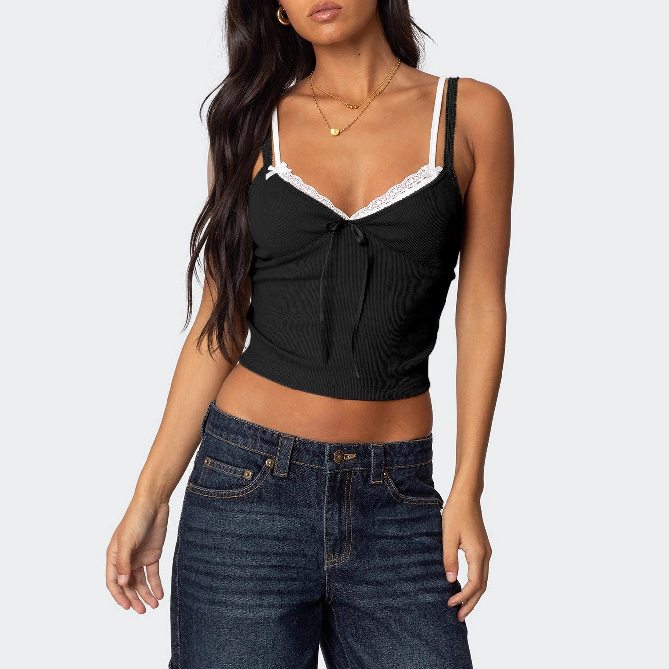 Women's Double-strap Fake Two-piece Vest