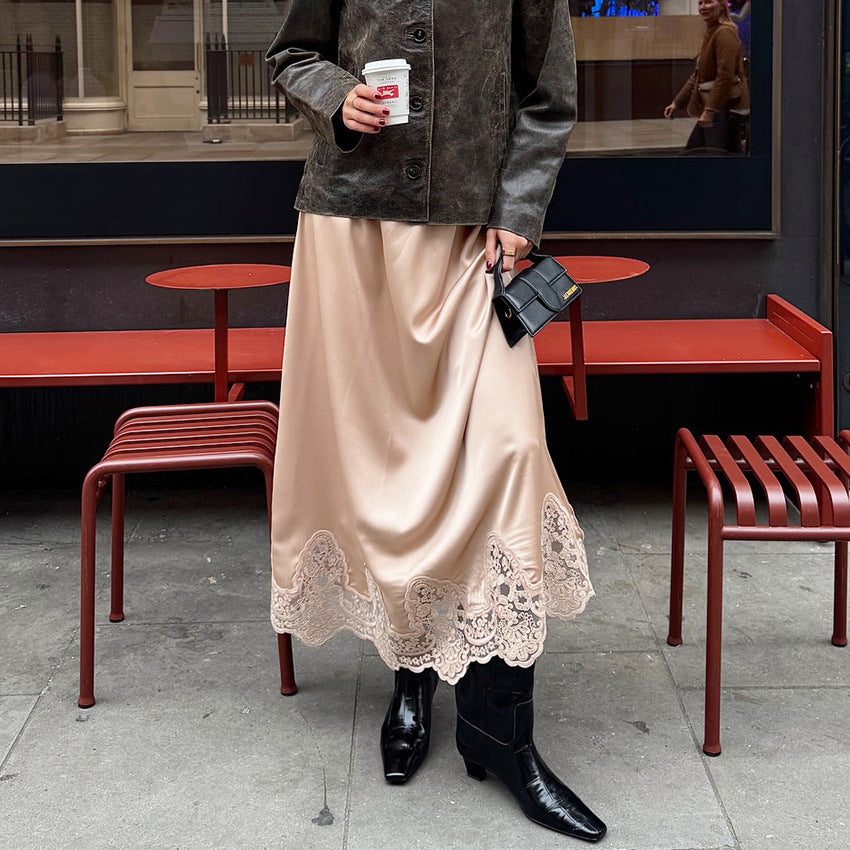 Women's Elegant And Sophisticated A-line Lace-trimmed Skirt That Goes With Everything