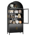 78.7inch H Metal Arched Cabinet,Kitchen Pantry Cabinet With Doors And Shelves, Arched Bookcase For Home Office Bar Living Room, Assemble Require,Black