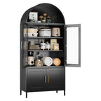 78.7inch H Metal Arched Cabinet,Kitchen Pantry Cabinet With Doors And Shelves, Arched Bookcase For Home Office Bar Living Room, Assemble Require,Black