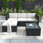 Garden Corner Sofa Rattan Garden Furniture Patio Set Garden Entertaining Set Garden Rattan Furniture Lounge Set,Black