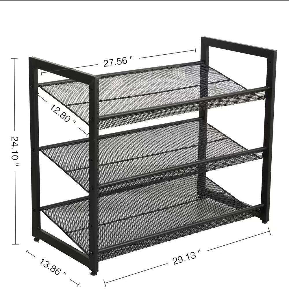 3-Tier Adjustable Shoe Rack, Freestanding Shoe Storage Organizer With Storage Shelves Suitable For Front Door Entrance, Entryway
