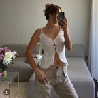 Lace Satin Sweet Slim Fit Small Slip Top 3403