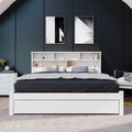 Bed With Shelves, White Wooden Storage Bed, Underbed Drawer - 4ft6 Double 135 X 190 Cm