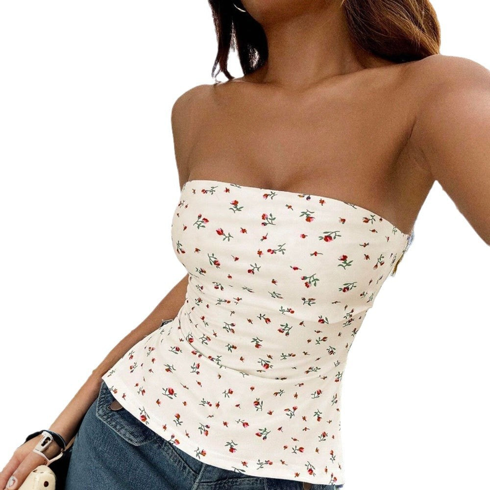 Women's Fashion Short Floral Bustier Top