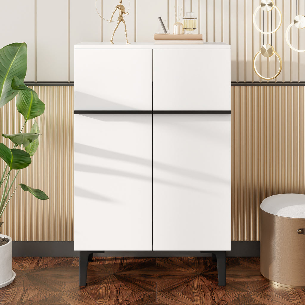 Modern Shoe Cabinet With Double Doors Large Storage Space And Adjustable Shelves  Practical Entryway Storage Cabinet For Hallway, Space-Saving Design 95X60X34.5 Cm