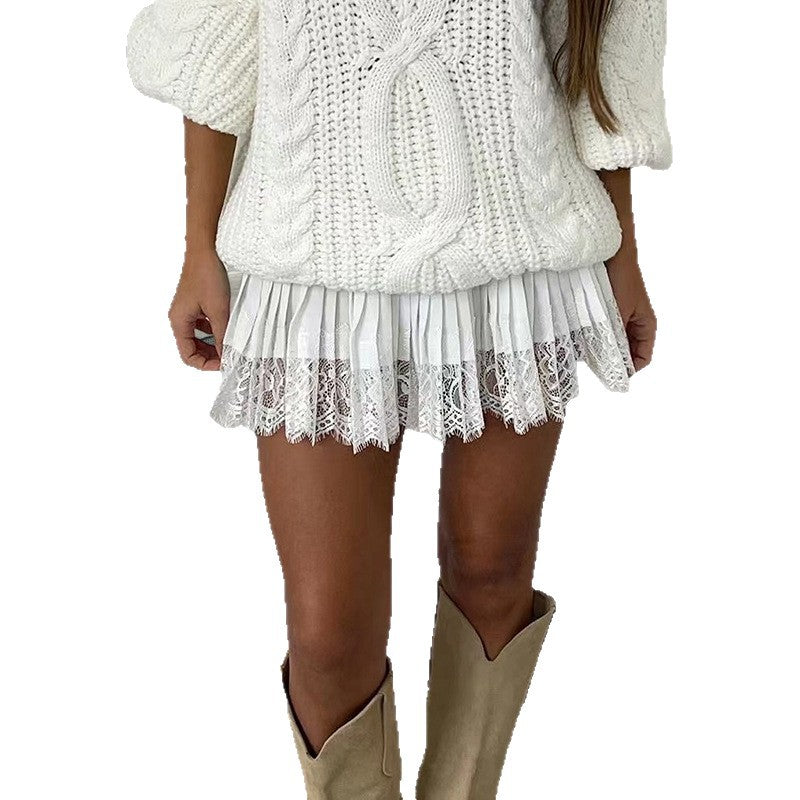 Ballet-style Basic Solid-color Pleated Skirt