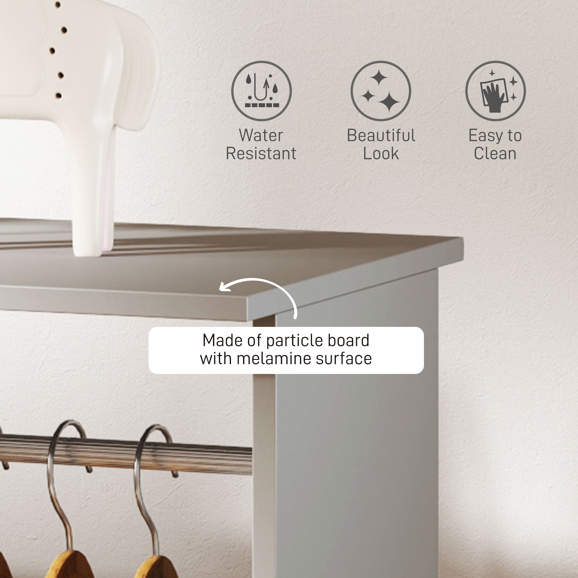 Open Wardrobe Double Mobile Storage Shelves Organizer W/6 Wheels-Grey