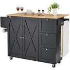 Kitchen Island Cart Rolling Storage Cabinet On Wheel With Drawer & Shelves
