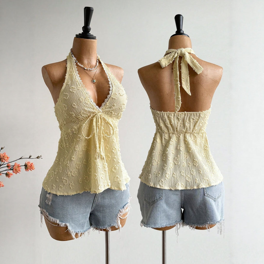 European And American-style Womens Solid-color Halter Strap