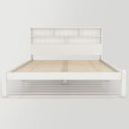 Bed With Shelves, White Wooden Storage Bed, Underbed Drawer - 4ft6 Double 135 X 190 Cm