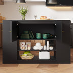 Modern Kitchen Island, Sideboard, Kitchen Cabinet With Drawers And Shelves, Sideboard For Kitchen & Dining Room, Black