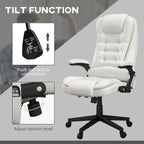 Massage Office Chair, Heated Reclining Computer Chair With 6 Vibration Points, Armrest And Remote, White