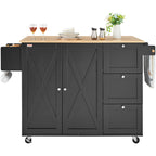 Kitchen Island Cart Rolling Storage Cabinet On Wheel With Drawer & Shelves