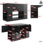 Modern Kitchen Island, Sideboard, Kitchen Cabinet With Drawers And Shelves, Sideboard For Kitchen & Dining Room, Black
