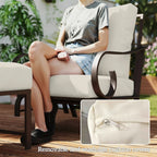 5 Piece Backyard Patio Furniture Set, Outdoor Furniture Set With 2 Rocking Chairs, 3-Seat Sofa, And 2 Ottomans, Beige