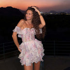 French Floral Sweet Style Printed Dress