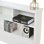 Bed With Shelves, White Wooden Storage Bed, Underbed Drawer - 4ft6 Double 135 X 190 Cm