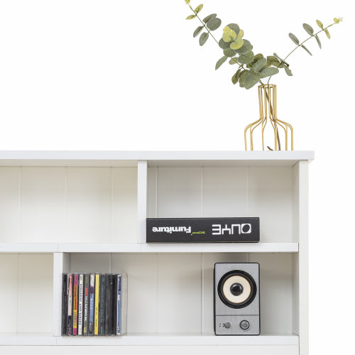 Bed With Shelves, White Wooden Storage Bed, Underbed Drawer - 4ft6 Double 135 X 190 Cm