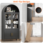 78.7inch H Metal Arched Cabinet,Kitchen Pantry Cabinet With Doors And Shelves, Arched Bookcase For Home Office Bar Living Room, Assemble Require,Black