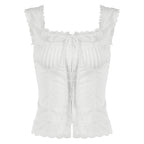 European And American Girls Style Lace White Slimming Top