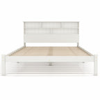 Bed With Shelves, White Wooden Storage Bed, Underbed Drawer - 4ft6 Double 135 X 190 Cm