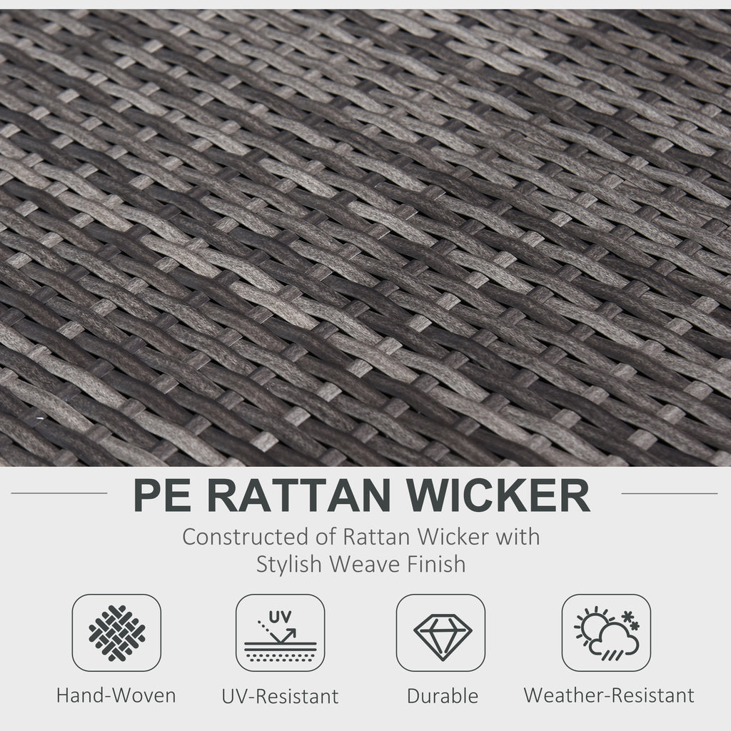 6-Seater Rattan Sofa Furniture Set W/ Cushions, Steel Frame-Grey