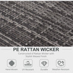 6-Seater Rattan Sofa Furniture Set W/ Cushions, Steel Frame-Grey