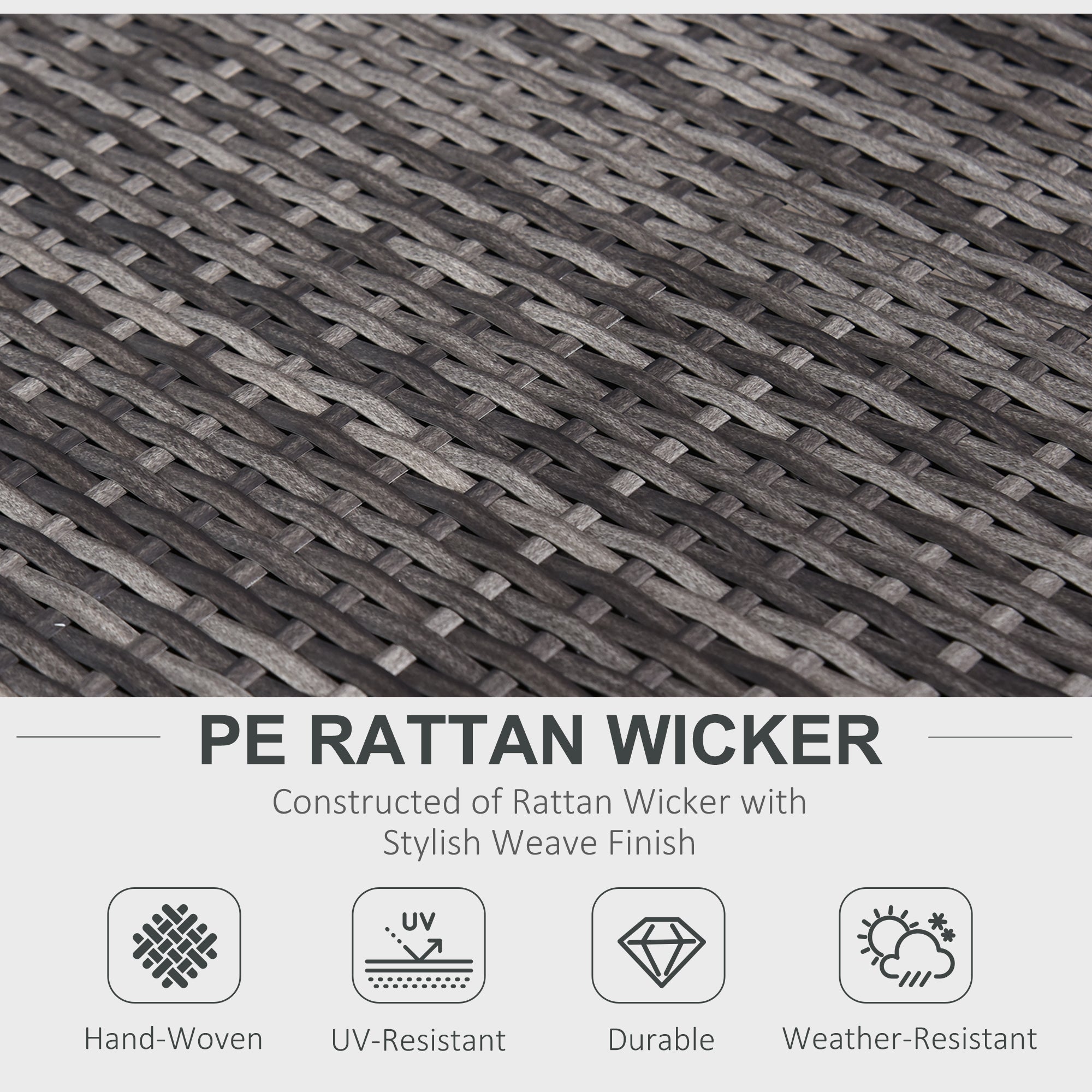 6-Seater Rattan Sofa Furniture Set W/ Cushions, Steel Frame-Grey