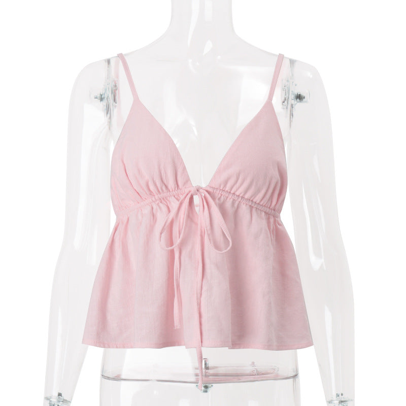 Low-cut Backless Lace-up Hot Girl Vest