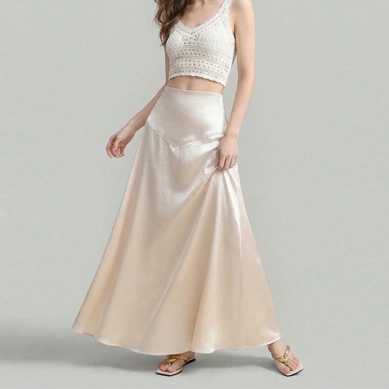 Women's Elegant Satin Loose Straight Skirt