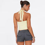 Sexy Slim-fit Crop Top V-neck Halter Tank