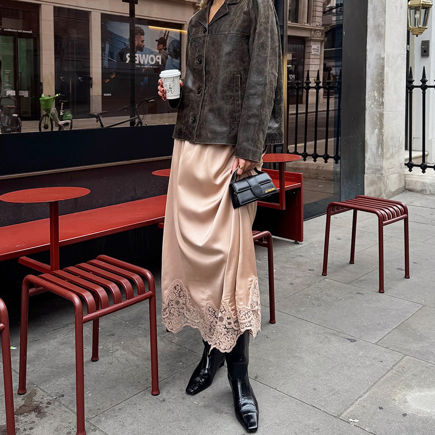 Women's Elegant And Sophisticated A-line Lace-trimmed Skirt That Goes With Everything