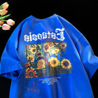 Womens Relaxed-fit Retro Casual Short-sleeve Top