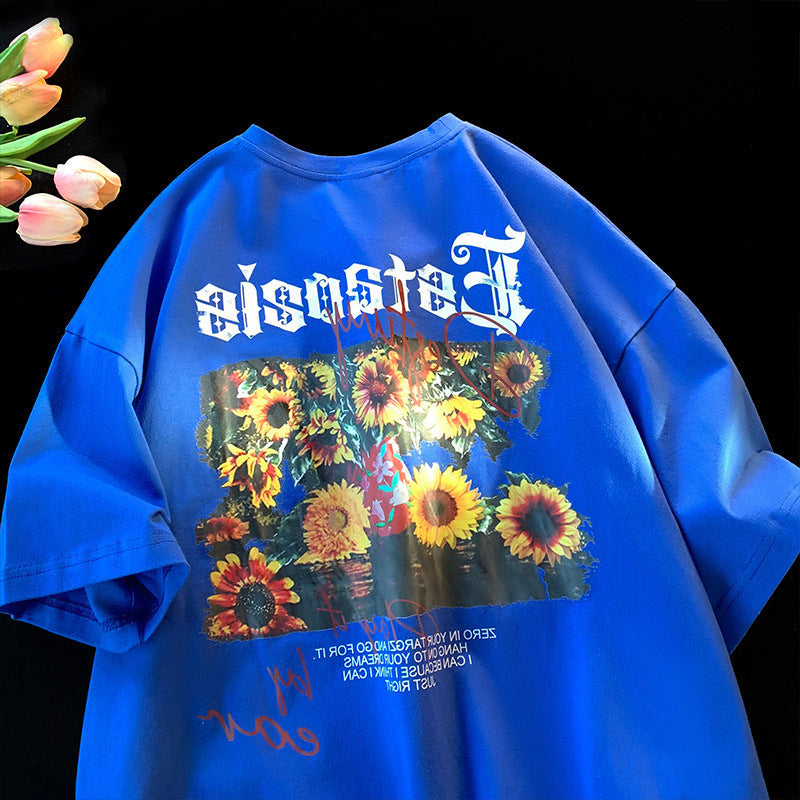 Womens Relaxed-fit Retro Casual Short-sleeve Top