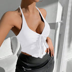 European And American Sexy Style Halter Top Autumn And Winter New Backless Short Top For Women