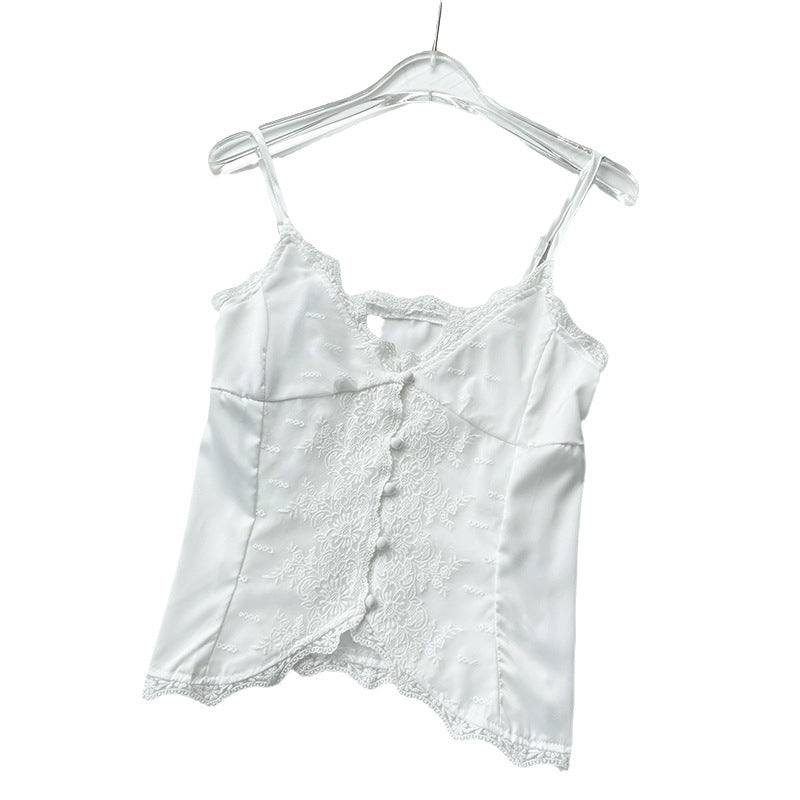 Lace Satin Sweet Slim Fit Small Slip Top 3403