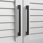 Shoe Storage Bench, Modern Entryway Bench with Cushion, Hidden Compartments, Adjustable Shelves, Shutter Doors, White