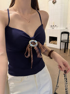 Womens Fashionable Bow-Knot Slim-Fit Halter Neck Camisole