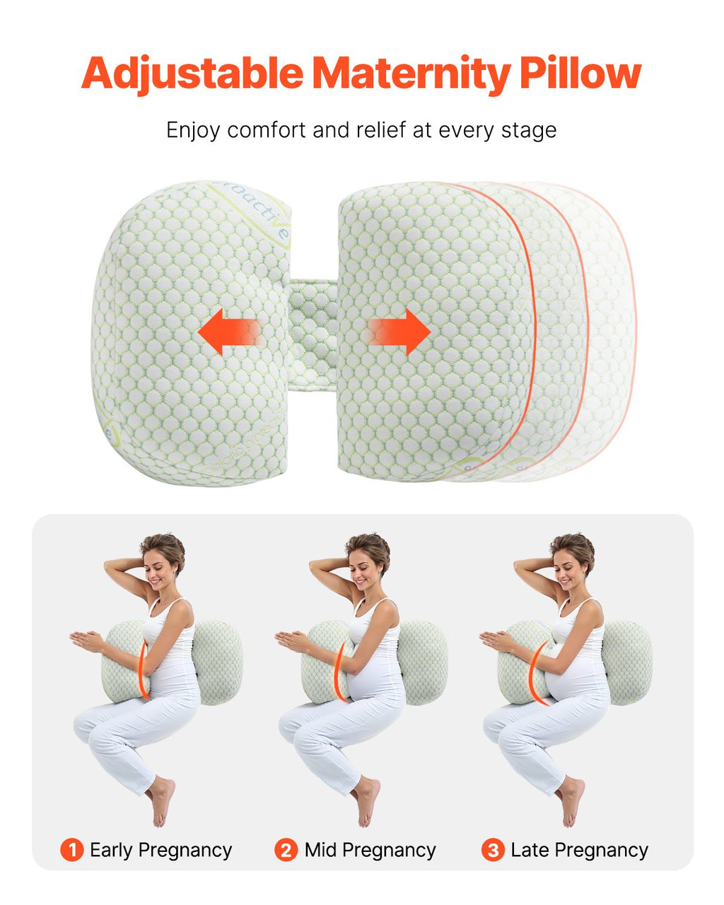 Pregnancy Wedge Pillow, W-Shaped Maternity Pillow For Pregnant Women, Soft And Breathable Pregnancy Pillow With Removable & Washable Cover For Back Belly Hips Support, Lightweight And Portable