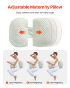 Pregnancy Wedge Pillow, W-Shaped Maternity Pillow For Pregnant Women, Soft And Breathable Pregnancy Pillow With Removable & Washable Cover For Back Belly Hips Support, Lightweight And Portable