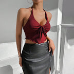 European And American Sexy Style Halter Top Autumn And Winter New Backless Short Top For Women