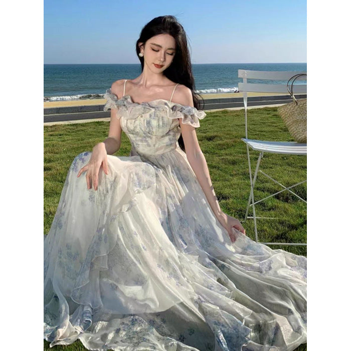 Beach-Ready Strappy French Ruffle Beach Dress