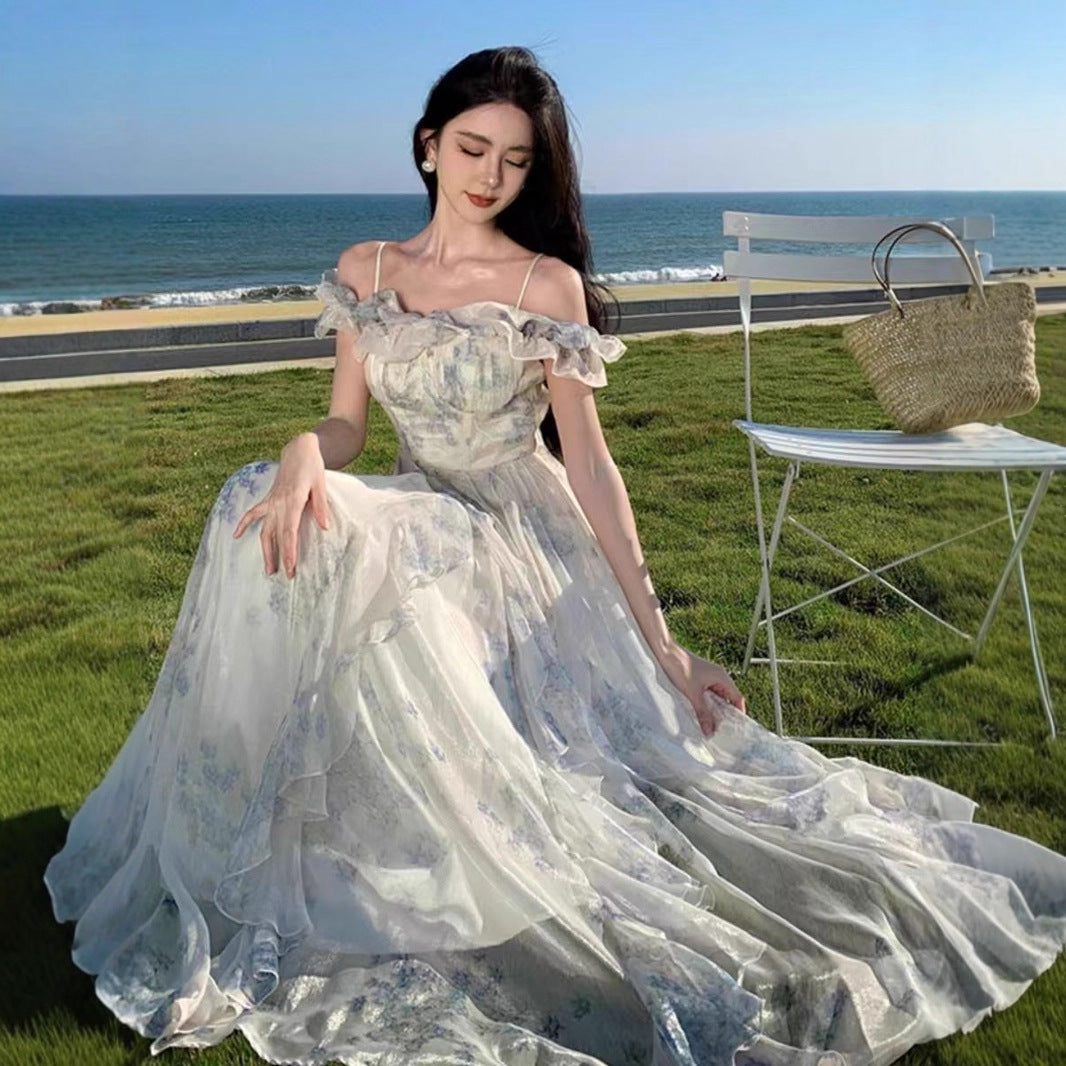 Beach-Ready Strappy French Ruffle Beach Dress