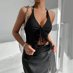 European And American Sexy Style Halter Top Autumn And Winter New Backless Short Top For Women