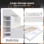 Sofa Bed, Storage Dayed,3ft 90x190 Cm, Multifunctional Storage Bed With Drawers, Shelves And Storage Cabinets, Bed Box With Storage Space, Mattress Not Included, White