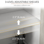 Kitchen Sideboard Storage Cabinet For Living Room With Adjustable Shelves 4 Doors And Pine Wood Legs White