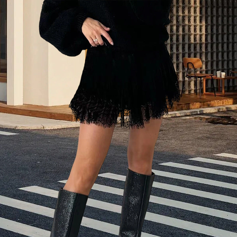 Ballet-style Basic Solid-color Pleated Skirt