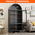 78.7inch H Metal Arched Cabinet,Kitchen Pantry Cabinet With Doors And Shelves, Arched Bookcase For Home Office Bar Living Room, Assemble Require,Black