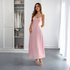 French Elegant Small Sling Solid Color Senior Dress Women